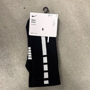 Nike Elite Black Crew Socks with White Stripe Accents